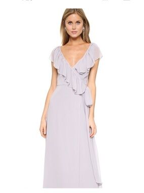 Joanna August Lavender Ruffle Wrap Maxi Dress